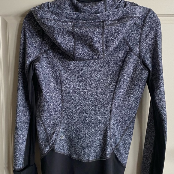 Lululemon size 6 charcoal gray print double zip thumbhole full length jacket - Picture 2 of 6